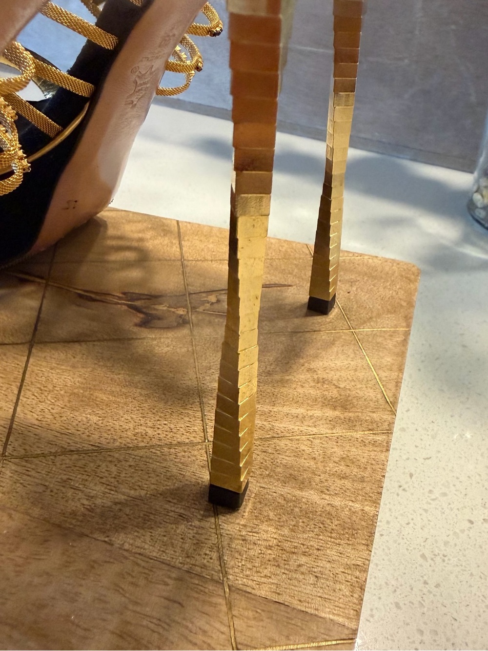 🔥RARE FIND! Frances Cosacco Black & Gold Crystal-Embellished Gold Stiletto Heels - Picture 7 of 12